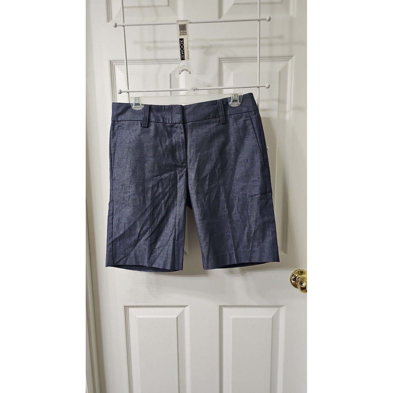 Ann Taylor Factory Navy Blue Chambray Bermuda Shorts Size 4
